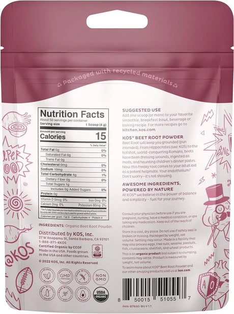 KOS - KOS Organic Beet Root Powder 200Gr. - The Red Vitamin MX - Suplementos Alimenticios - {{ shop.shopifyCountryName }}