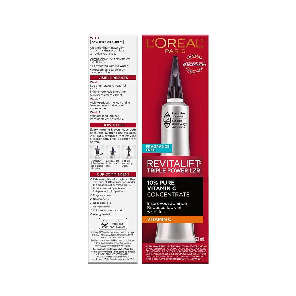 L’OREAL PARIS - L’Oreal Paris Vitamin C Serum Revitalift Derm Intensives 30Ml. - The Red Vitamin MX - Sueros Para La Cara - {{ shop.shopifyCountryName }}