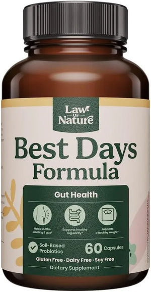 LAW OF NATIURE - Best Days Formula Prebiotic and Probiotics for Digestive Health 60 Capsulas - The Red Vitamin MX - Suplementos Alimenticios - {{ shop.shopifyCountryName }}