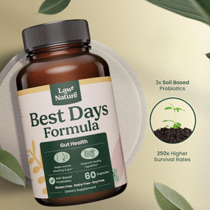 LAW OF NATIURE - Best Days Formula Prebiotic and Probiotics for Digestive Health 60 Capsulas - The Red Vitamin MX - Suplementos Alimenticios - {{ shop.shopifyCountryName }}