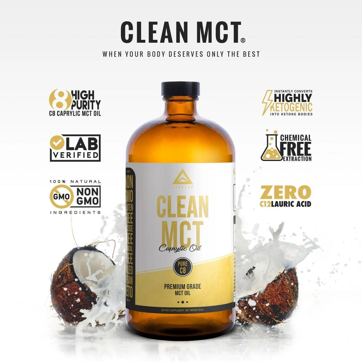 LEVELUP - LevelUp Clean MCT Oil 16 Oz. - The Red Vitamin MX - Suplementos Alimenticios - {{ shop.shopifyCountryName }}