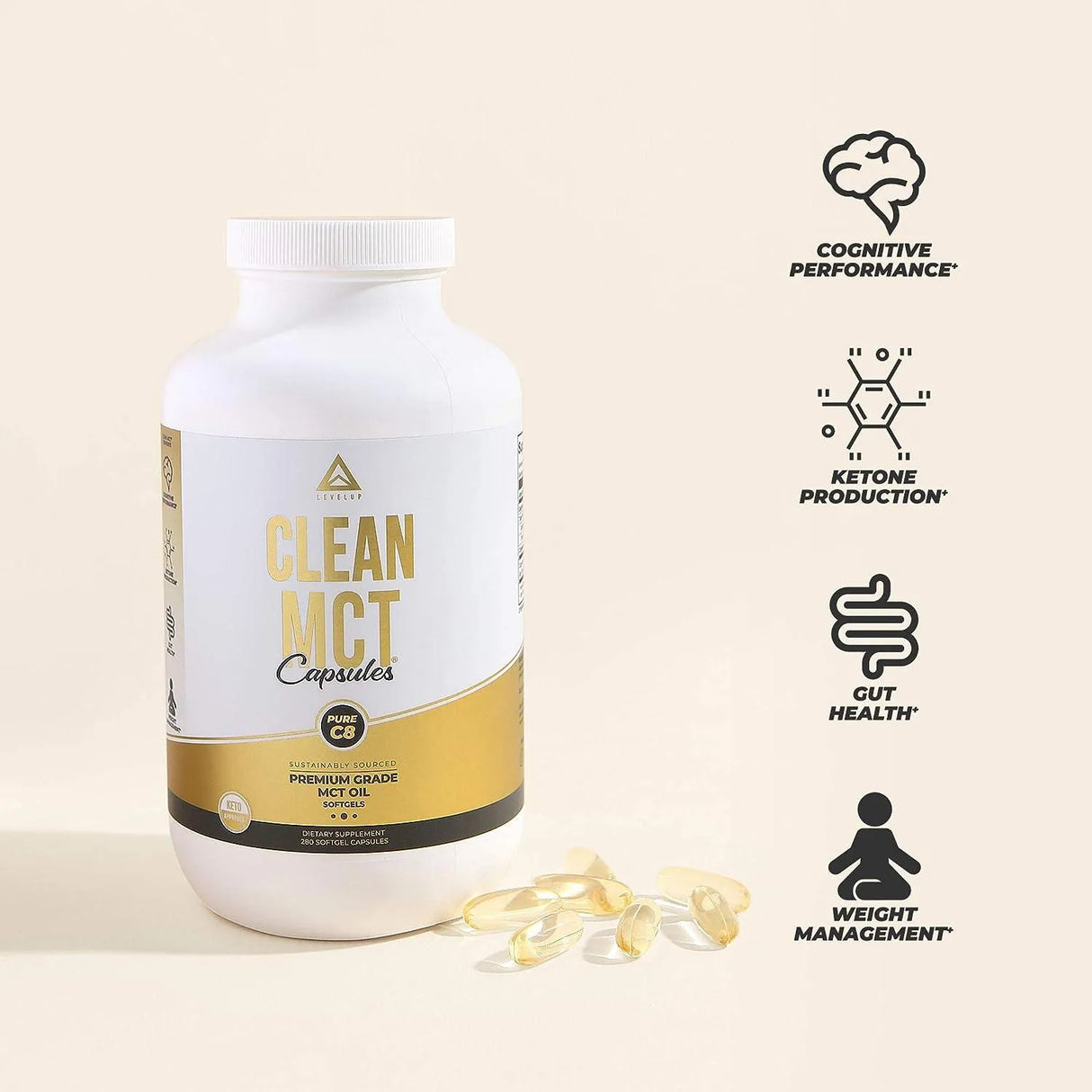 LEVELUP - LevelUp Clean MCT Oil 280 Capsulas - The Red Vitamin MX - Suplementos Alimenticios - {{ shop.shopifyCountryName }}