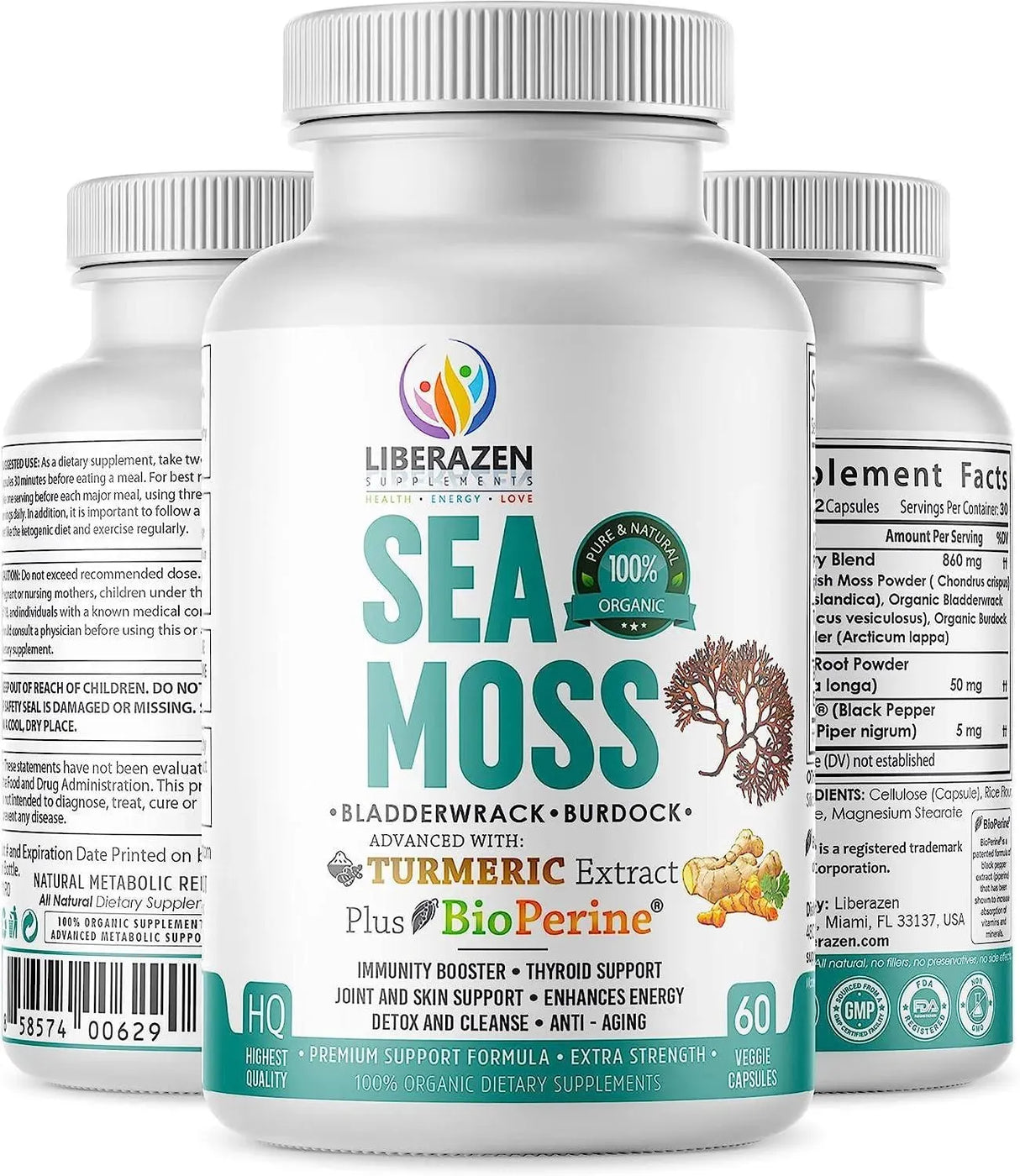 LIBERAZEN - Liberazen Organic Irish Sea Moss 60 Capsulas - The Red Vitamin MX - Suplementos Alimenticios - {{ shop.shopifyCountryName }}