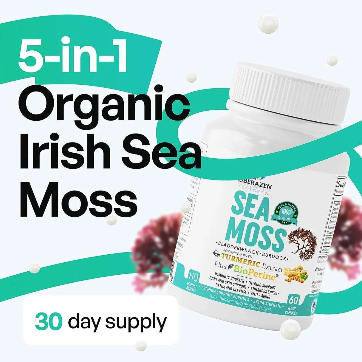 LIBERAZEN - Liberazen Organic Irish Sea Moss 60 Capsulas - The Red Vitamin MX - Suplementos Alimenticios - {{ shop.shopifyCountryName }}