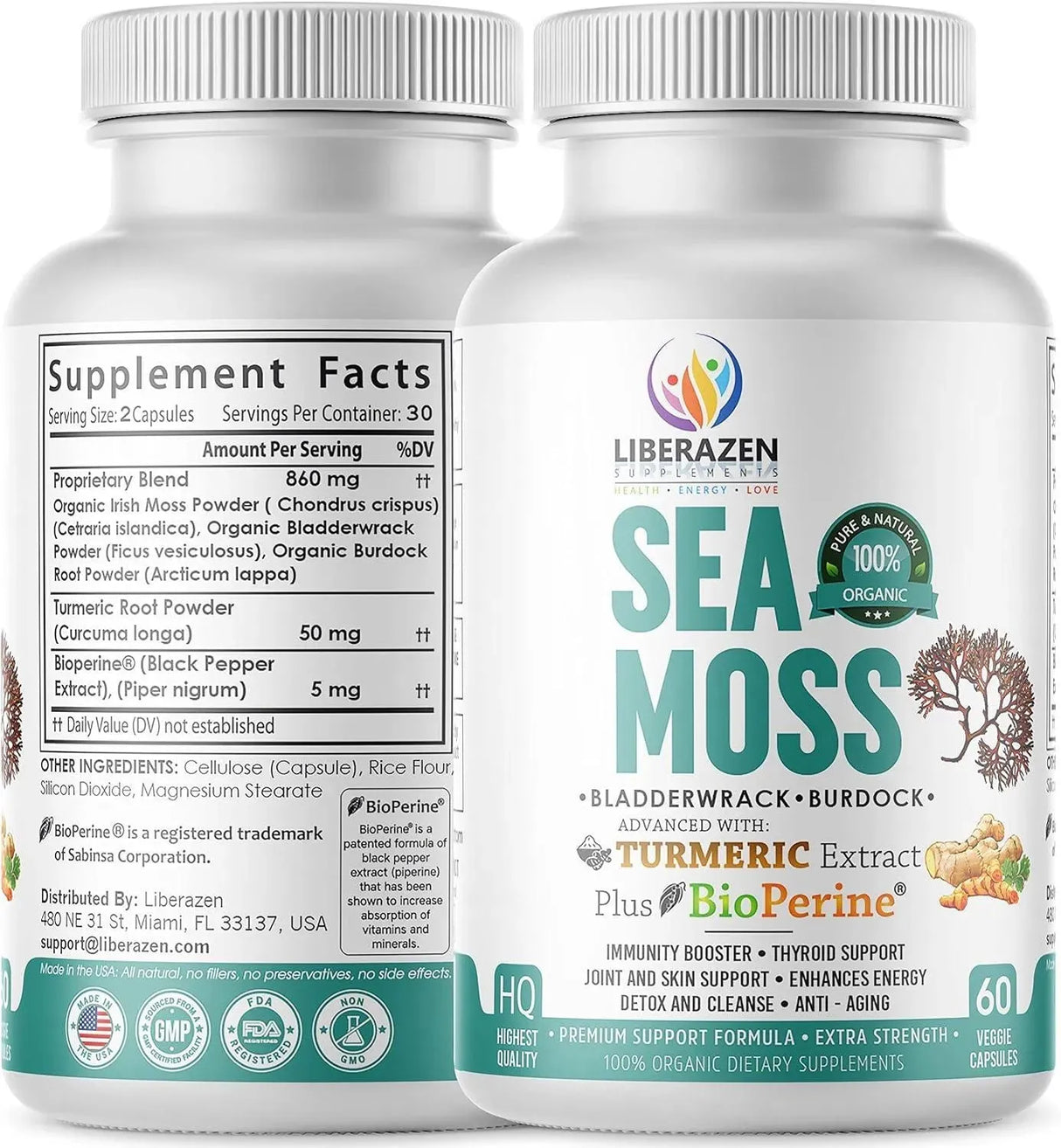 LIBERAZEN - Liberazen Organic Irish Sea Moss 60 Capsulas - The Red Vitamin MX - Suplementos Alimenticios - {{ shop.shopifyCountryName }}