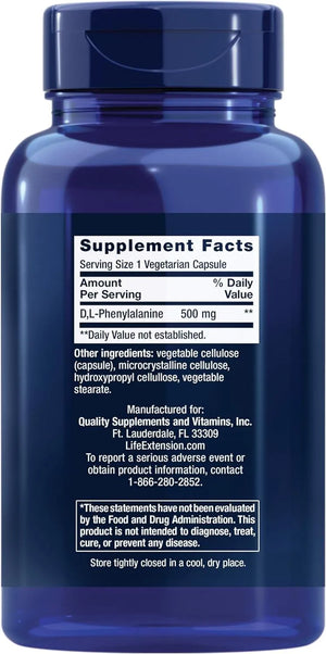 LIFE EXTENSION - Life Extension D, L-Phenylalanine 500Mg. 100 Capsulas - The Red Vitamin MX - Suplementos Alimenticios - {{ shop.shopifyCountryName }}