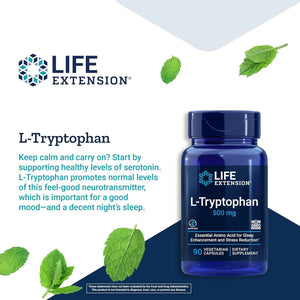 LIFE EXTENSION - Life Extension L-Tryptophan 500Mg. 90 Capsulas - The Red Vitamin MX - Suplementos Alimenticios - {{ shop.shopifyCountryName }}