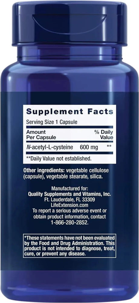 LIFE EXTENSION - Life Extension N-Acetyl-L-Cysteine (NAC) 600Mg. 60 Capsulas - The Red Vitamin MX - Suplementos Alimenticios - {{ shop.shopifyCountryName }}