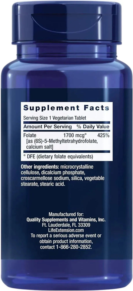 LIFE EXTENSION - Life Extension Optimized Folate L-methylfolate 100 Tabletas - The Red Vitamin MX - Suplementos Alimenticios - {{ shop.shopifyCountryName }}