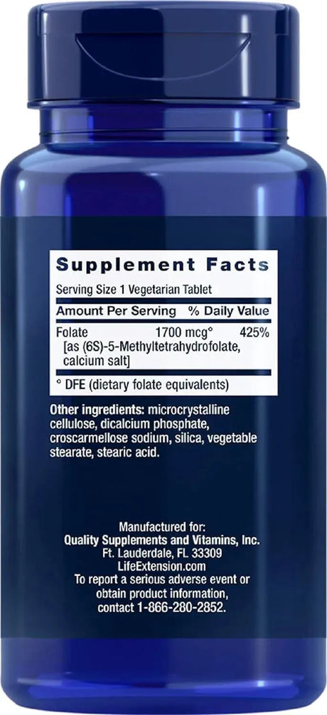 LIFE EXTENSION - Life Extension Optimized Folate (L-Methylfolate) 1000mcg 100 Tabletas - The Red Vitamin MX - Suplementos Alimenticios - {{ shop.shopifyCountryName }}
