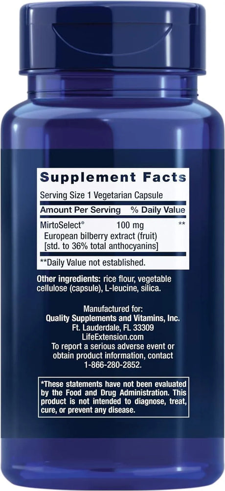 LIFE EXTENSION - Life Extension Standardized European Bilberry Extract 100Mg. 90 Capsulas - The Red Vitamin MX - Suplementos Alimenticios - {{ shop.shopifyCountryName }}