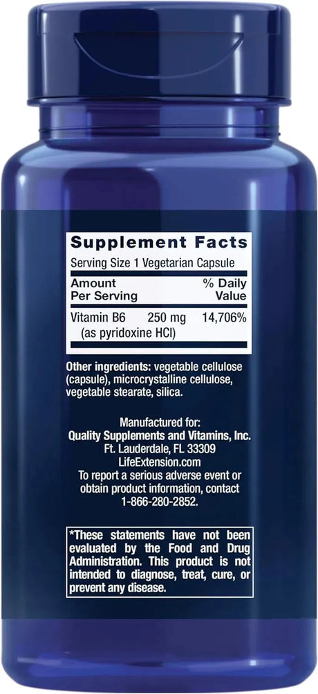 LIFE EXTENSION - Life Extension Vitamin B6 250Mg. 100 Capsulas - The Red Vitamin MX - Suplementos Alimenticios - {{ shop.shopifyCountryName }}