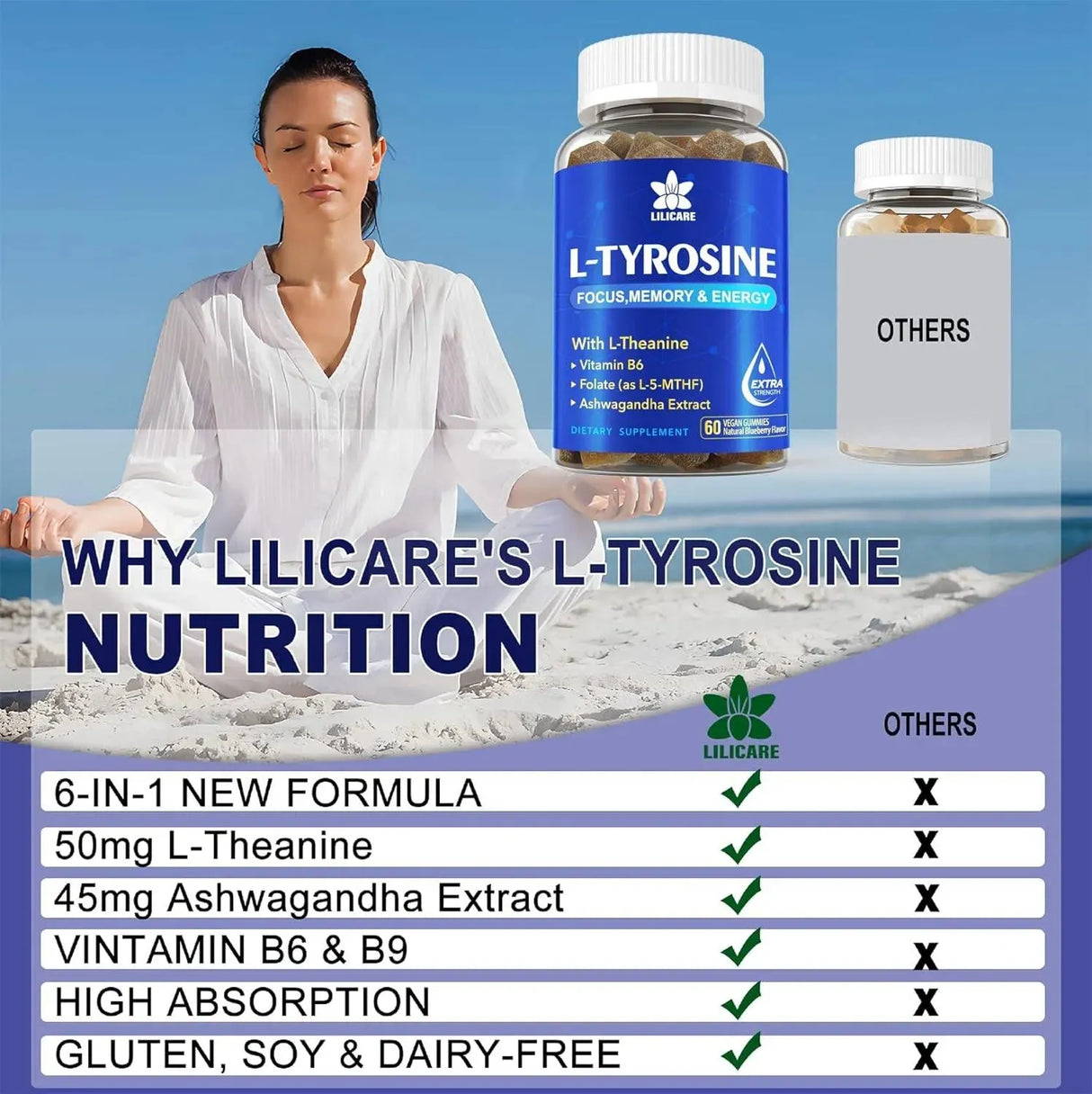 LILICARE - Lilicare L Tyrosine Gummies 1100Mg. 60 Gomitas - The Red Vitamin MX - Suplementos Alimenticios - {{ shop.shopifyCountryName }}