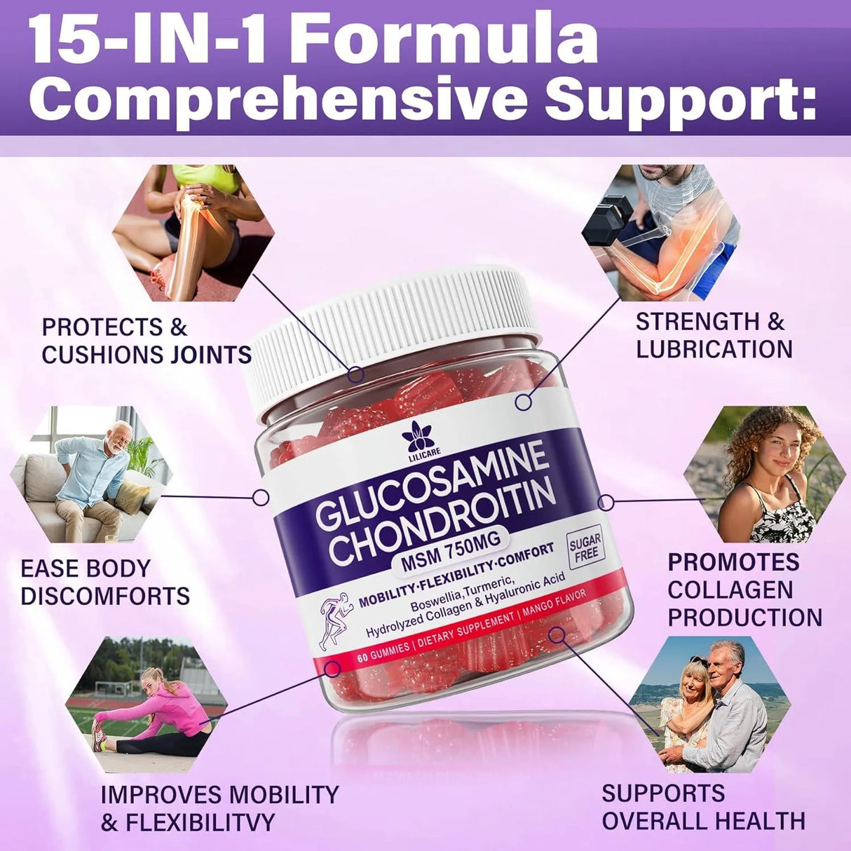 LILICARE - Lilicare Sugar Free Glucosamine Chondroitin MSM Gummies 120 Gomitas - The Red Vitamin MX - Suplementos Alimenticios - {{ shop.shopifyCountryName }}