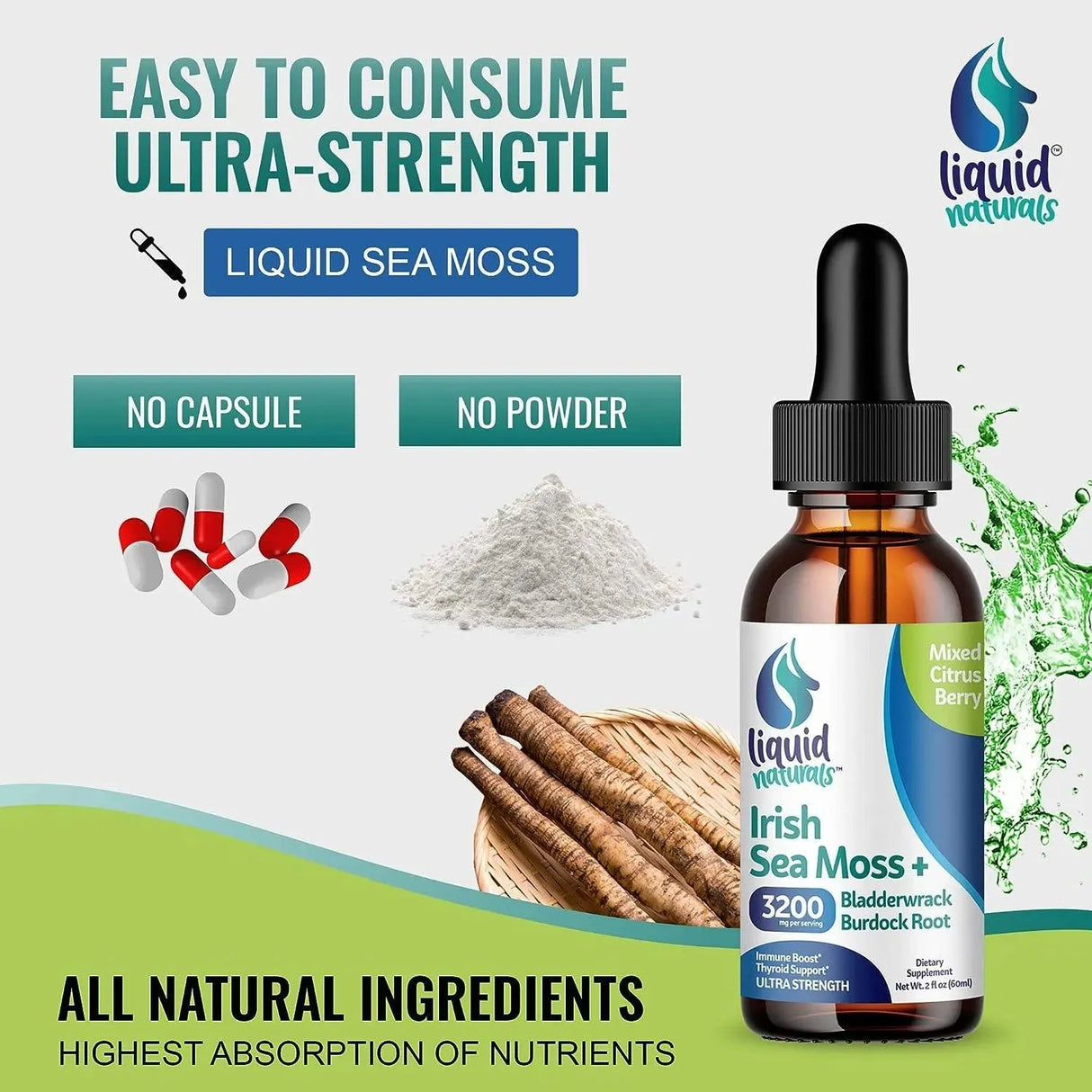 LIQUID NATURALS - Liquid Naturals Sea Moss Liquid Drops 3200Mg. 120Ml. - The Red Vitamin MX - Suplementos Alimenticios - {{ shop.shopifyCountryName }}