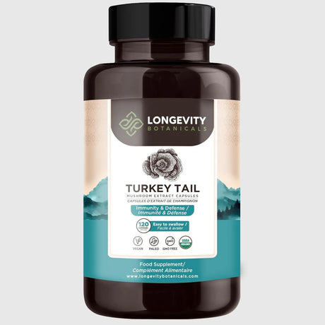 LONGEVITY BOTANICALS - Longevity Botanicals Organic Turkey Tail Mushroom 120 Capsulas - The Red Vitamin MX - Suplementos Alimenticios - {{ shop.shopifyCountryName }}