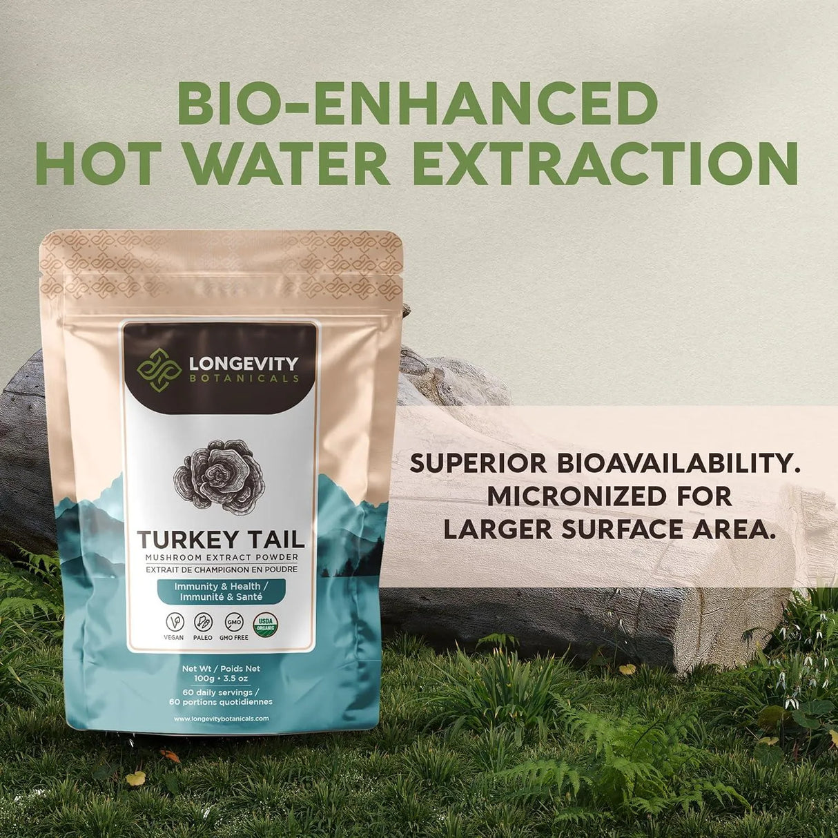 LONGEVITY BOTANICALS - Longevity Botanicals Organic Turkey Tail Mushroom Powder 100Gr. - The Red Vitamin MX - Suplementos Alimenticios - {{ shop.shopifyCountryName }}