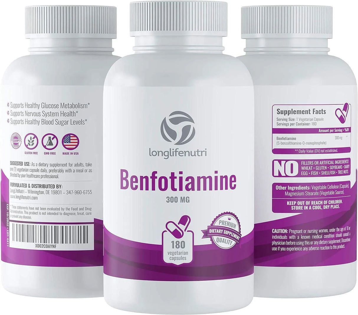 LONGLIFENUTRI - LongLifeNutri Benfotiamine 300Mg. 180 Capsulas - The Red Vitamin MX - Suplementos Alimenticios - {{ shop.shopifyCountryName }}