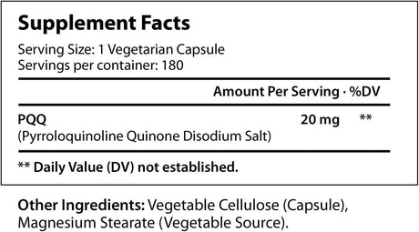 LONGLIFENUTRI - LongLifeNutri High Purity PQQ 20Mg. 180 Capsulas - The Red Vitamin MX - Suplementos Alimenticios - {{ shop.shopifyCountryName }}