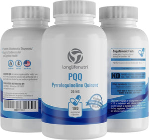 LONGLIFENUTRI - LongLifeNutri High Purity PQQ 20Mg. 180 Capsulas - The Red Vitamin MX - Suplementos Alimenticios - {{ shop.shopifyCountryName }}