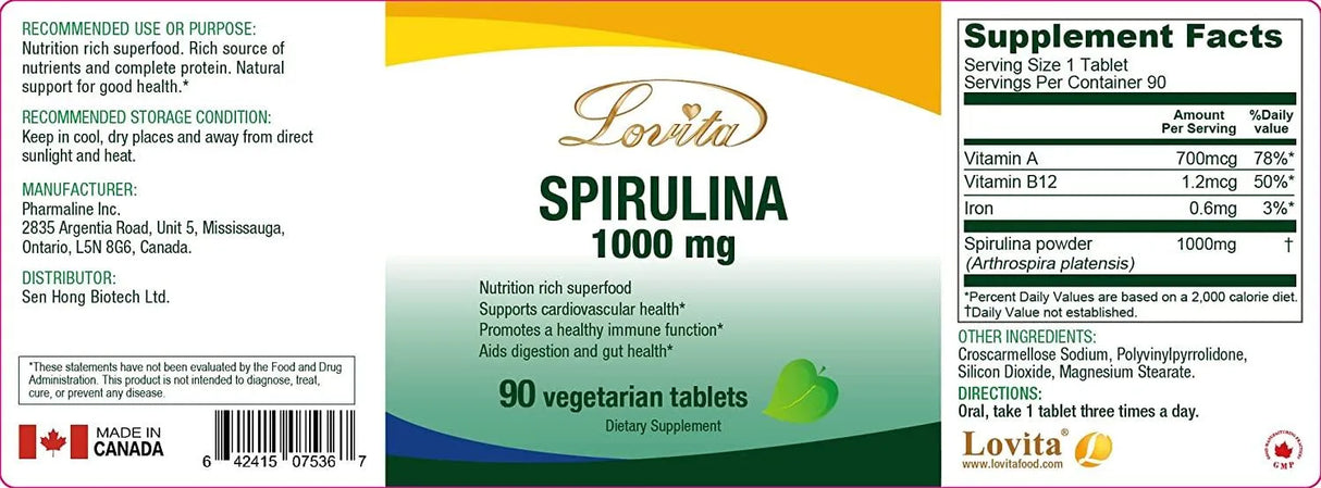 LOVITA - Lovita Spirulina Tablet 3000Mg. 90 Tabletas - The Red Vitamin MX - Suplementos Alimenticios - {{ shop.shopifyCountryName }}