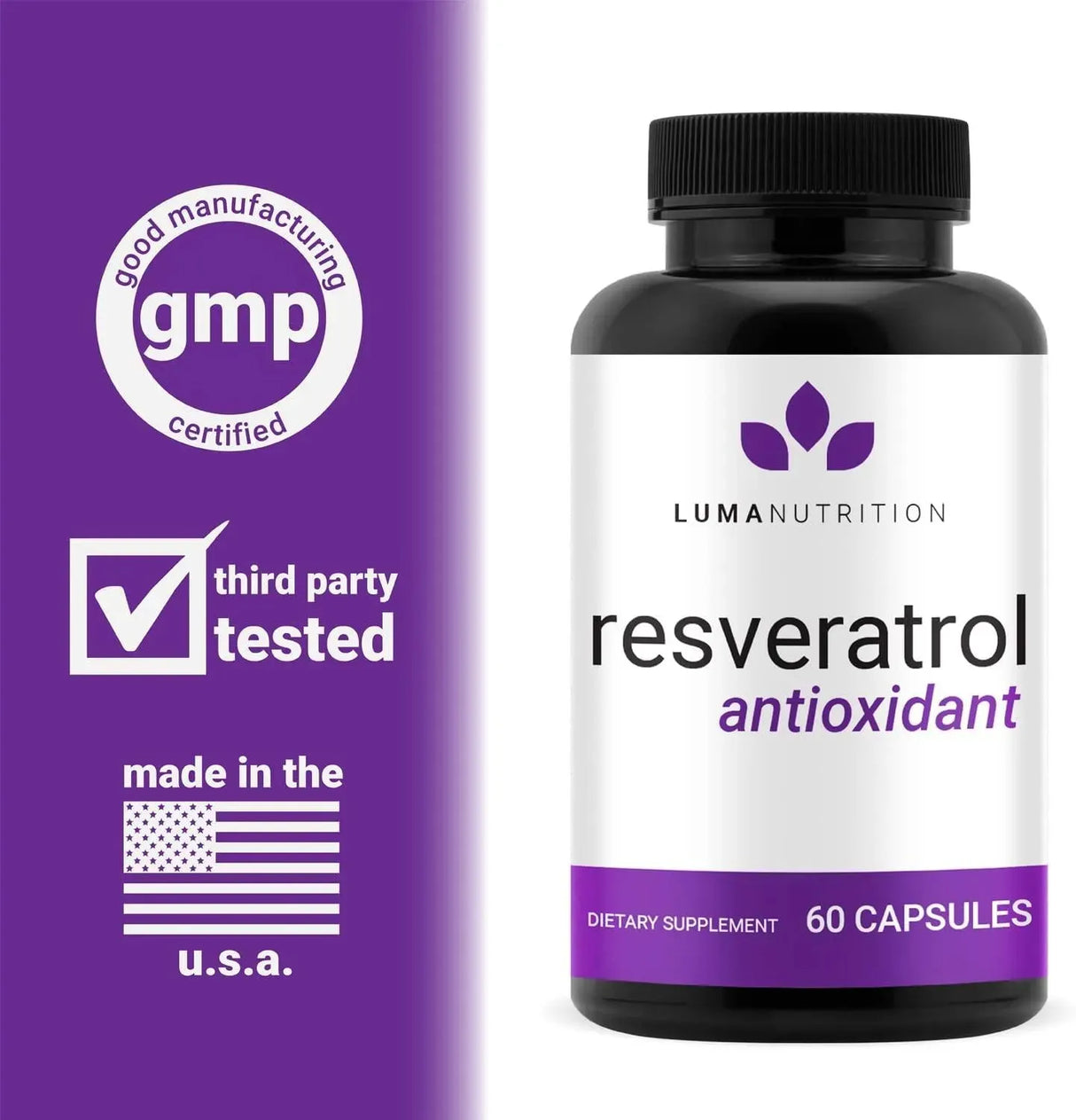 LUMA NUTRITION - Luma Nutrition High Purity Resveratrol 60 Capsulas - The Red Vitamin MX - Suplementos Alimenticios - {{ shop.shopifyCountryName }}