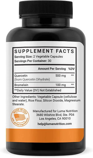 LUMA NUTRITION - Luma Nutrition Quercetin 500Mg. 60 Capsulas - The Red Vitamin MX - Suplementos Alimenticios - {{ shop.shopifyCountryName }}