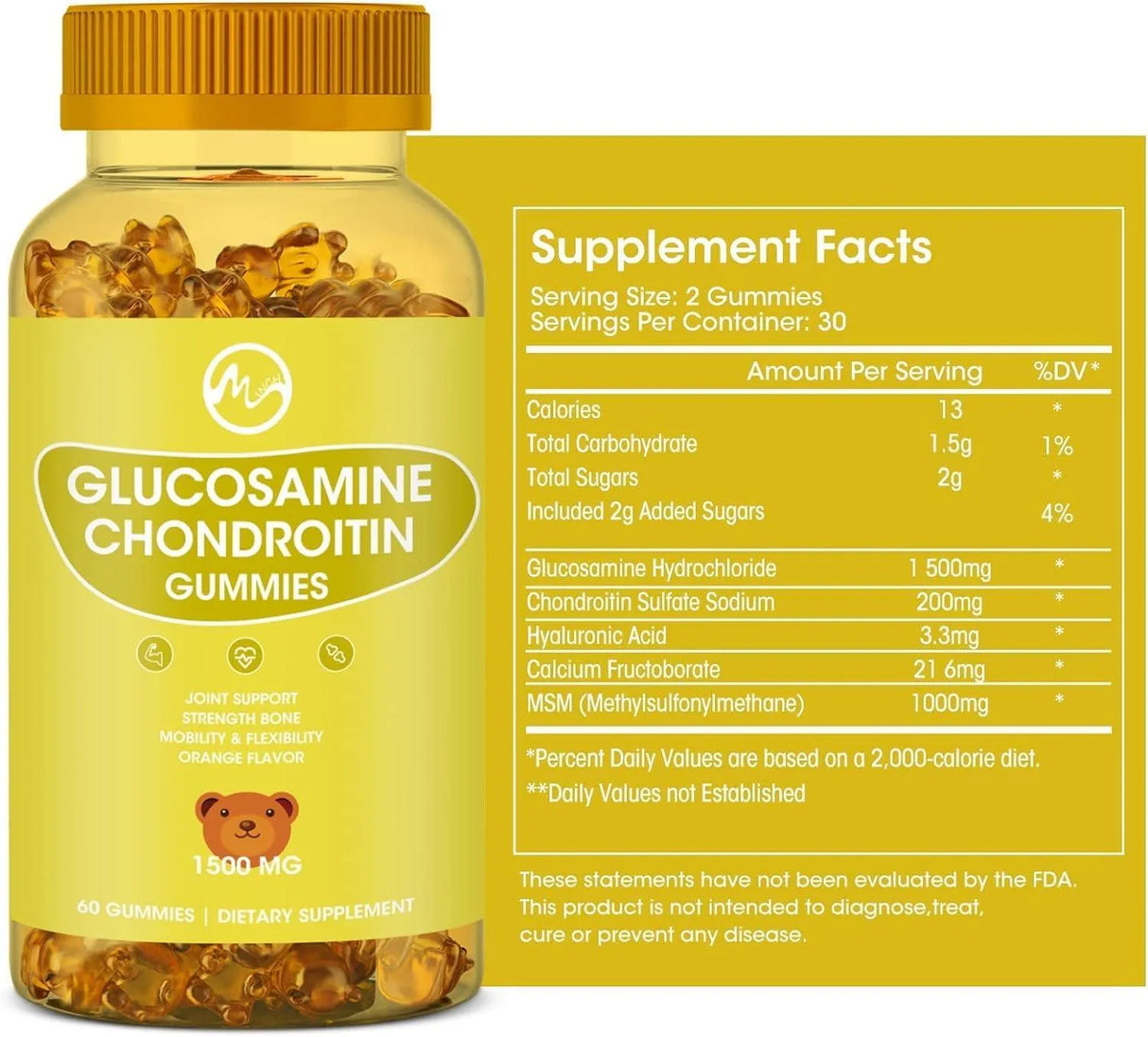 M INCH - M Inch Glucosamine Chondroitin Gummies with MSM 1500Mg. 60 Gomitas - The Red Vitamin MX - Suplementos Alimenticios - {{ shop.shopifyCountryName }}