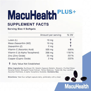 MACUHEALTH - Macuhealth Plus+ Eye Vitamins Supplement for Adults 360 Capsulas Blandas - The Red Vitamin MX - Suplementos Alimenticios - {{ shop.shopifyCountryName }}