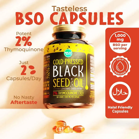 MAJU SUPERFOODS - MAJU's Black Seed Oil Capsules 500Mg. 60 Capsulas - The Red Vitamin MX - Suplementos Alimenticios - {{ shop.shopifyCountryName }}