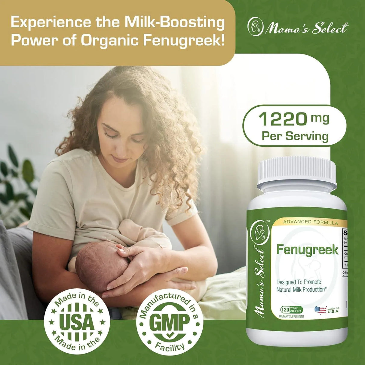 MAMA´S SELECT - Mama’s Select Organic Fenugreek 610Mg. 120 Capsulas - The Red Vitamin MX - Suplementos Alimenticios - {{ shop.shopifyCountryName }}