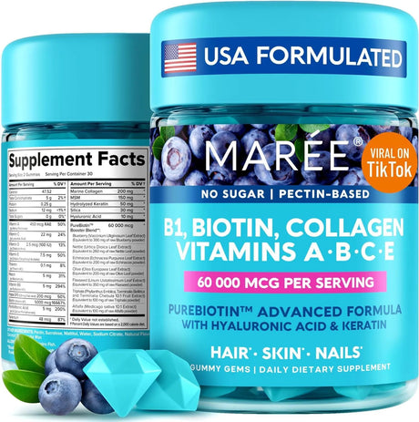 MAREE - MAREE Skin, Nails & Hair Vitamin B1 Thiamine & B7 Biotin Gummies 60 Gomitas - The Red Vitamin MX - Suplementos Alimenticios - {{ shop.shopifyCountryName }}