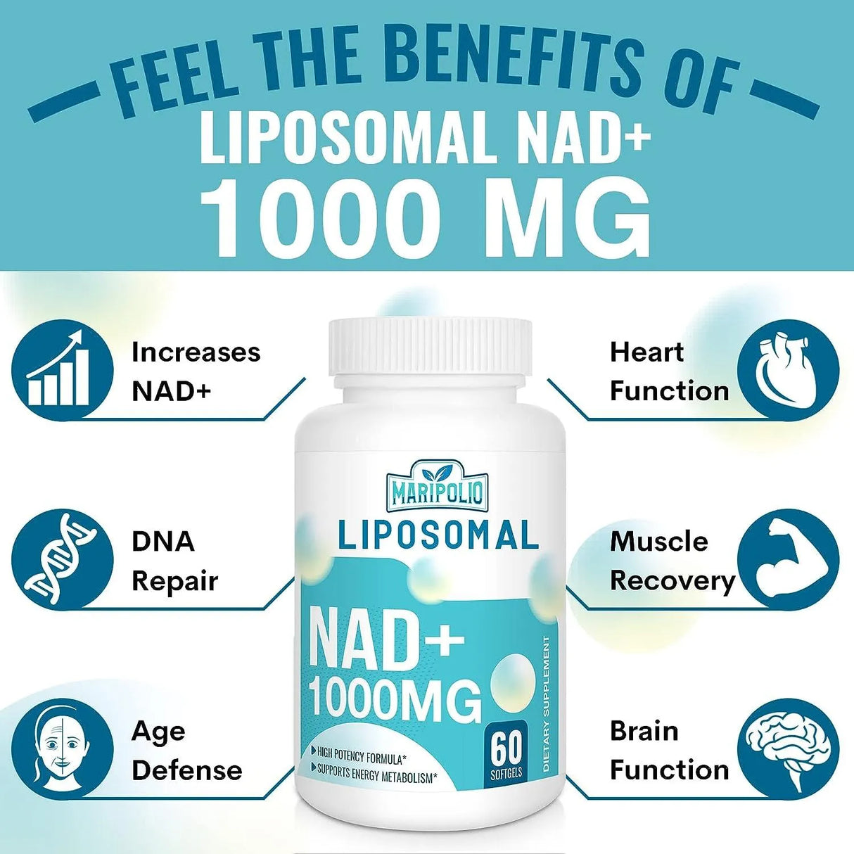 MARIPOLIO - Maripolio Liposomal NAD+ Supplement 1000Mg. 60 Capsulas Blandas - The Red Vitamin MX - Suplementos Alimenticios - {{ shop.shopifyCountryName }}