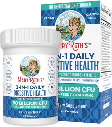 MARY RUTH ORGANICS - Mary Ruth's 3 in 1 Digestive Health Probiotic 30 Capsulas - The Red Vitamin MX - Suplementos Alimenticios - {{ shop.shopifyCountryName }}