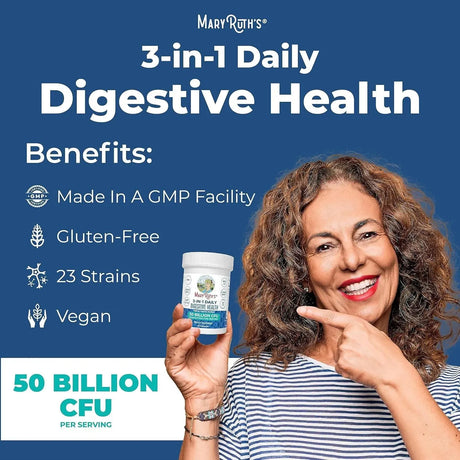 MARY RUTH ORGANICS - Mary Ruth's 3 in 1 Digestive Health Probiotic 30 Capsulas - The Red Vitamin MX - Suplementos Alimenticios - {{ shop.shopifyCountryName }}