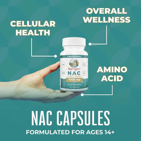 MARY RUTH ORGANICS - MaryRuth Organics NAC N-Acetyl Cysteine 1000Mg. 120 Capsulas - The Red Vitamin MX - Suplementos Alimenticios - {{ shop.shopifyCountryName }}