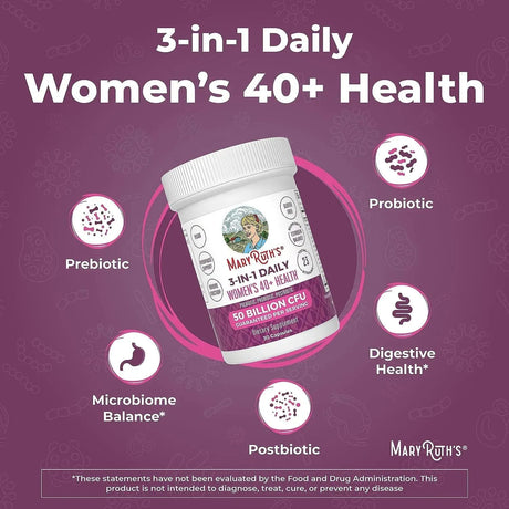 MARY RUTH ORGANICS - MaryRuth's 3-in-1 Daily Health 40+ Probiotics for Women 30 Capsulas - The Red Vitamin MX - Suplementos Alimenticios - {{ shop.shopifyCountryName }}