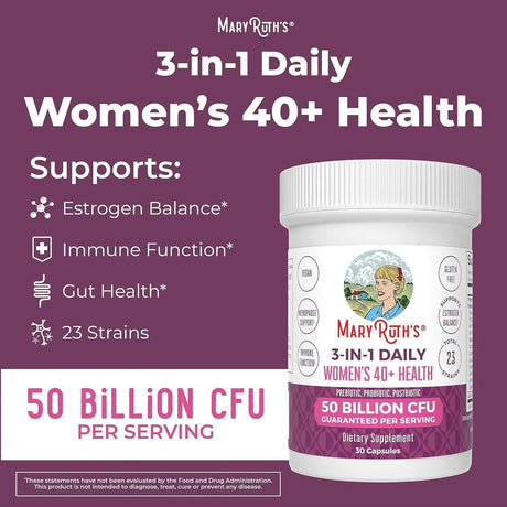 MARY RUTH ORGANICS - MaryRuth's 3-in-1 Daily Health 40+ Probiotics for Women 30 Capsulas - The Red Vitamin MX - Suplementos Alimenticios - {{ shop.shopifyCountryName }}