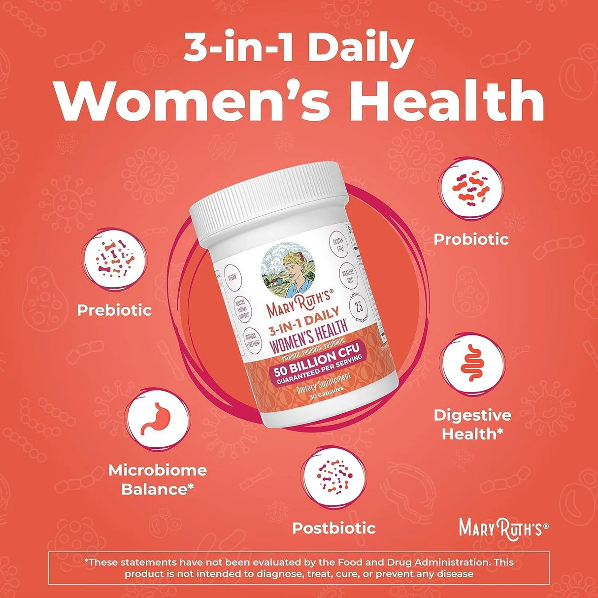 MARY RUTH ORGANICS - MaryRuth's 3-in-1 Daily Health Probiotics for Women 30 Capsulas - The Red Vitamin MX - Suplementos Alimenticios - {{ shop.shopifyCountryName }}