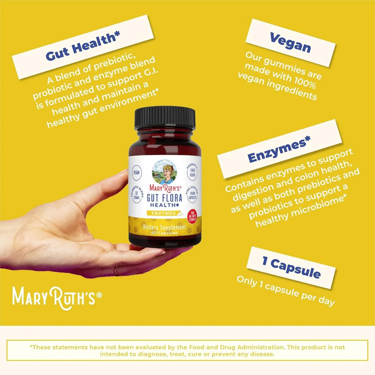 MARY RUTH ORGANICS - MaryRuth's Gut Flora Health+ Enzymes 60 Capsulas - The Red Vitamin MX - Suplementos Alimenticios - {{ shop.shopifyCountryName }}