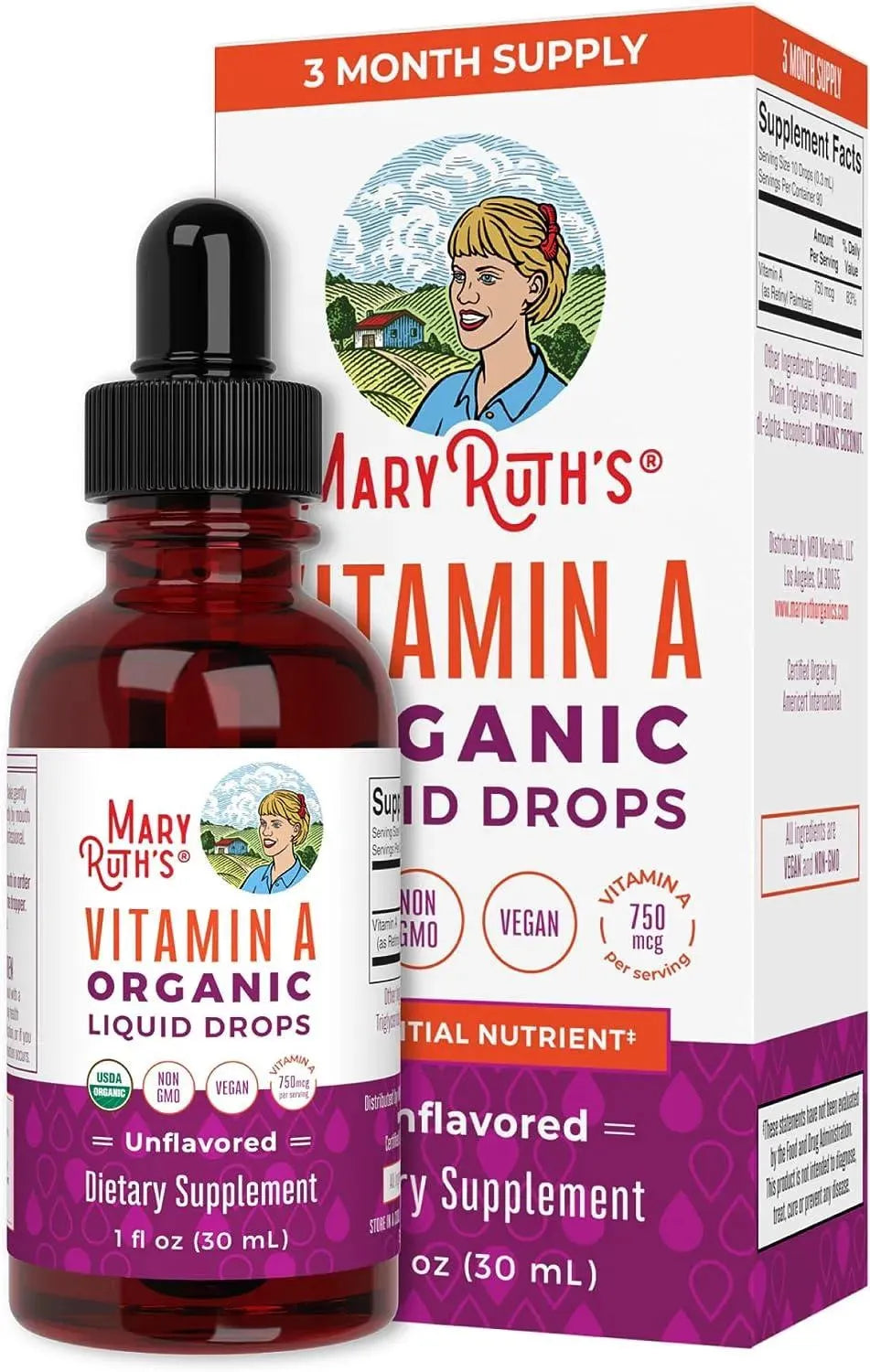 MARY RUTH ORGANICS - MaryRuth’s USDA Organic Vitamin A Liquid Drops 30Ml. - The Red Vitamin MX - Suplementos Alimenticios - {{ shop.shopifyCountryName }}