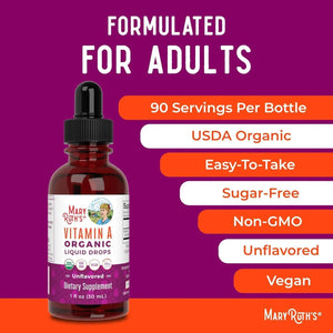 MARY RUTH ORGANICS - MaryRuth’s USDA Organic Vitamin A Liquid Drops 30Ml. - The Red Vitamin MX - Suplementos Alimenticios - {{ shop.shopifyCountryName }}