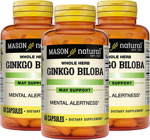 MASON NATURAL - MASON NATURAL Ginkgo Biloba 60 Capsulas 3 Pack - The Red Vitamin MX - Suplementos Alimenticios - {{ shop.shopifyCountryName }}