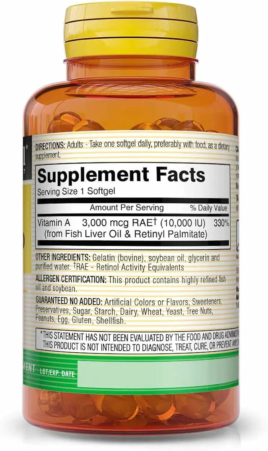 MASON NATURAL - Mason Natural Vitamin A 10000 IU 300 Capsulas Blandas - The Red Vitamin MX - Suplementos Alimenticios - {{ shop.shopifyCountryName }}