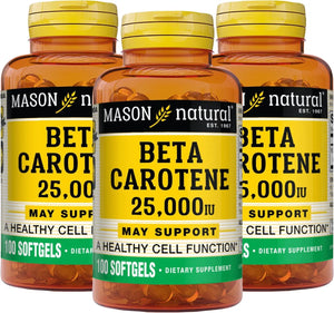 MASON NATURAL - MASON NATURAL Vitamin A Beta Carotene 25,000 IU 100 Capsulas Blandas 3 Pack - The Red Vitamin MX - Suplementos Alimenticios - {{ shop.shopifyCountryName }}