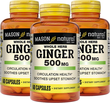 MASON NATURAL - MASON NATURAL Whole Herb Ginger 500Mg. 60 Capsulas 3 Pack - The Red Vitamin MX - Suplementos Alimenticios - {{ shop.shopifyCountryName }}