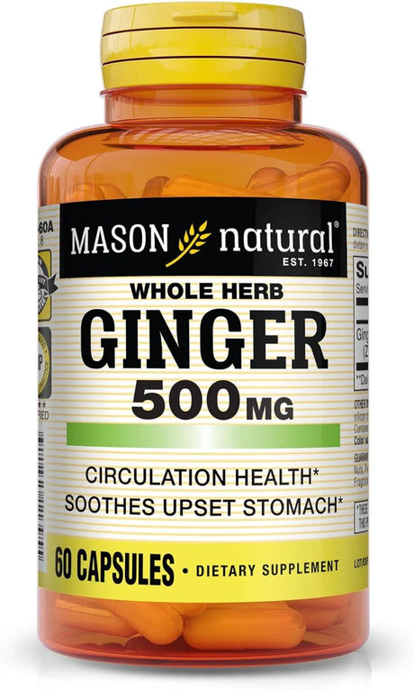 MASON NATURAL - MASON NATURAL Whole Herb Ginger 500Mg. 60 Capsulas - The Red Vitamin MX - Suplementos Alimenticios - {{ shop.shopifyCountryName }}