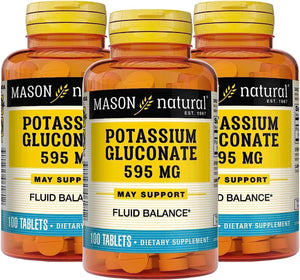 MASON NATURAL - Mason Vitamins Potassium Gluconate 595Mg. 100 Tabletas 3 Pack - The Red Vitamin MX - Suplementos Alimenticios - {{ shop.shopifyCountryName }}