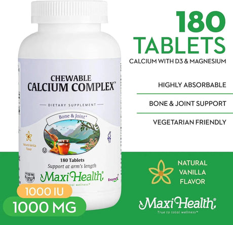 MAXI HEALTH - Maxi Health Chewable Calcium Complex 180 Tabletas Masticables - The Red Vitamin MX - Suplementos Alimenticios - {{ shop.shopifyCountryName }}