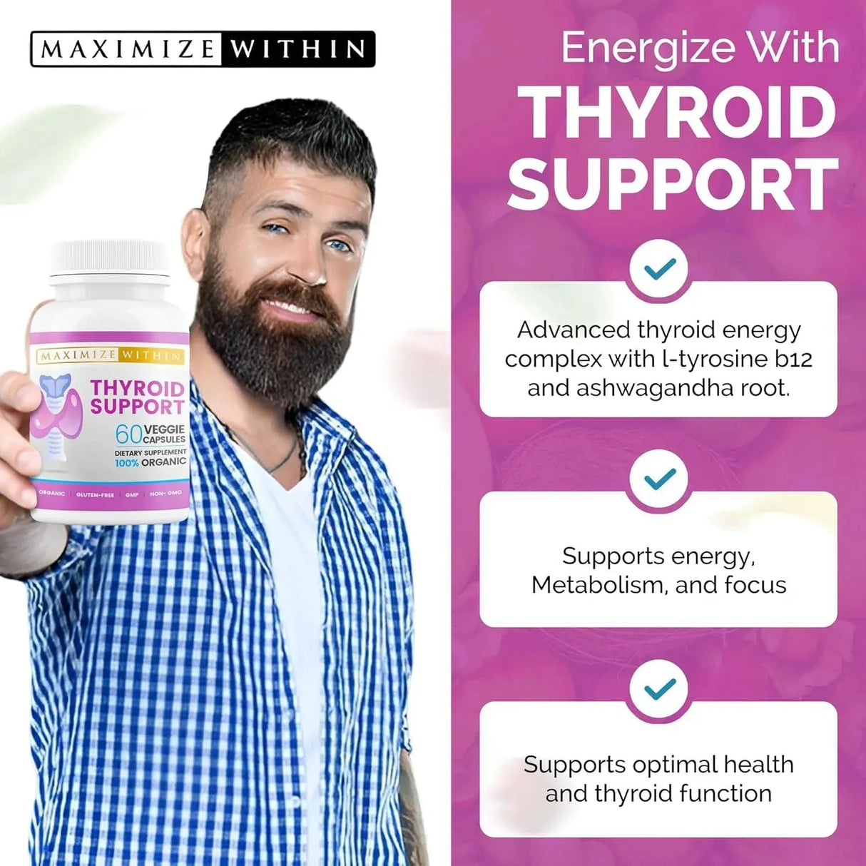 MAXIMIZE WITHIN - Maximize Within Thyroid Support Supplement for Women & Men 60 Capsulas - The Red Vitamin MX - Suplementos Alimenticios - {{ shop.shopifyCountryName }}